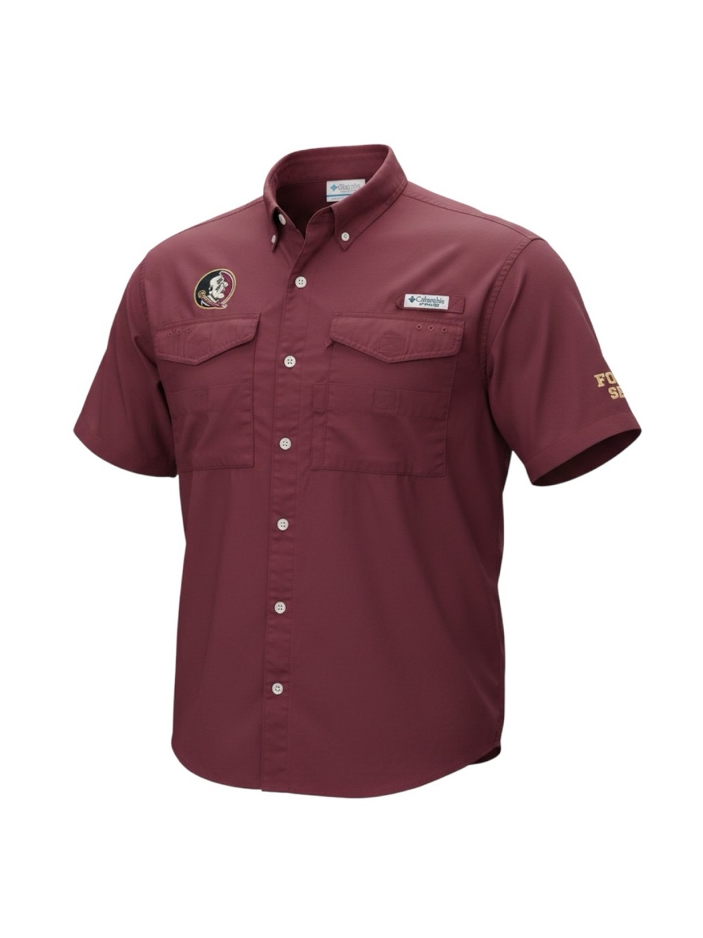 Columbia Florida State Short-Sleeve Maroon Button-Up Performance Shirt Size S